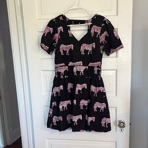 Ruby Rocks Black and Pink Zebra Print Dress
